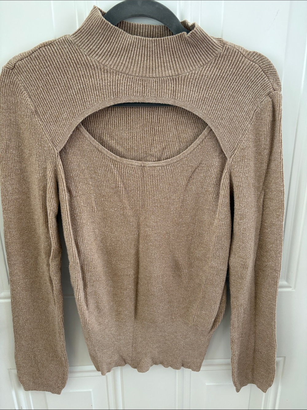 (5/$20) Cutout Turtleneck Sweater in Taupe